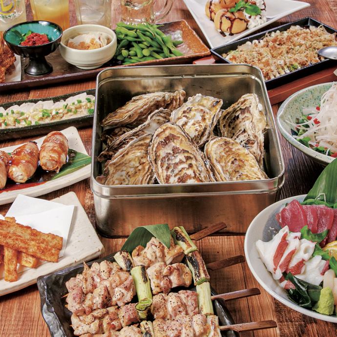 ご宴会 牡蠣がんがん焼きがついた 厳選 げんせん コース 4 000円 税込 お料理のみ 全10品 とりあえず吾平 岡山本町店