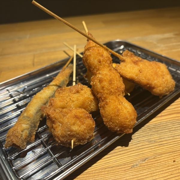 串揚げ始めました♪時期によってご提供できる種類は違います。