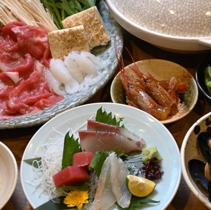 【국산 와규 스키야키 냄비 코스】 국산 와규 × 오이타 란왕에서 맛있는 호화스러운 코스입니다.90 분 음료 뷔페 포함