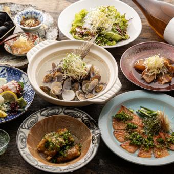 11・12月忘年会定番コース！鮑のお造りと酒蒸し、肝レア、カンパチの胡麻タレ刺し90分飲み放題