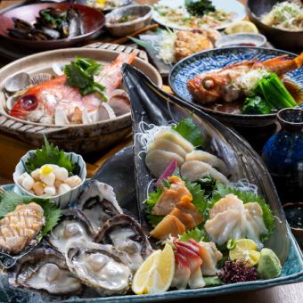 12월이라니 신명물 코스!활동 鮑과 금눈 도미주찜, 관지 도리를 사용한【90분 음료 무제한 포함】