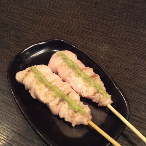 Breast meat skewers with wasabi