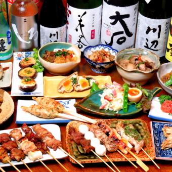 【僅限平日！】120分鐘無限暢飲！馬生魚片、生魚片、烤雞肉串等6道菜品的宴會套餐⇒5,000日元！