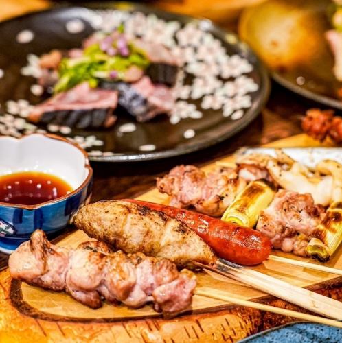Our proud yakitori, carefully prepared one by one over charcoal