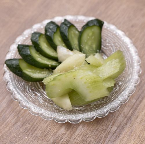 Pickled cucumber and lightly pickled celery