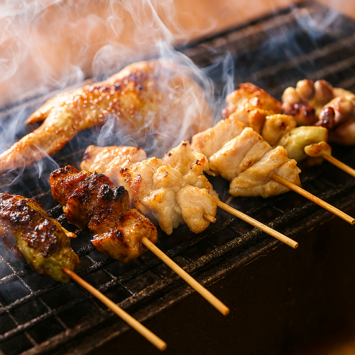 こだわり2●国内産の食材を新鮮に…備長炭で焼き上げる焼き鳥♪