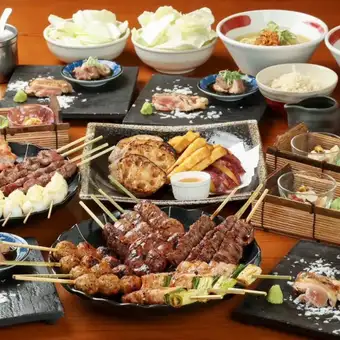 《2時間飲み放題付》「鳥半堪能コース」炭火焼き鳥などの鳥半の名物を堪能