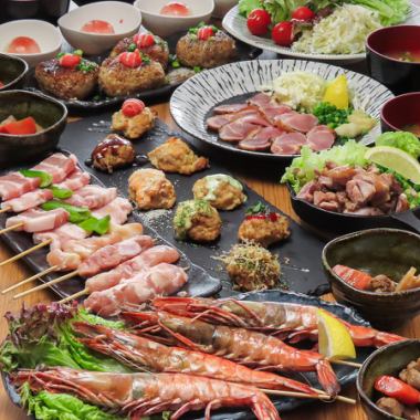 [Plenty of specialty dishes] Sea bream rice Hakata chicken Itoshima pork skewered pine course All-you-can-drink with toast craft beer 6,500 yen