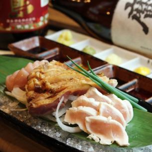 地鶏刺身三種盛り
