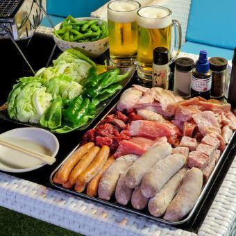 专为学生准备的特别加肉套餐★8道菜+2小时烧烤+无限量畅饮！ 4,980日元 → 4,480日元（含税）