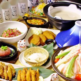 2 hours of all-you-can-drink included★Mt.Fuji hot pot and sashimi platter made with homemade tofu and luxurious ingredients, 10 dishes total ¥5000 (¥5500 including tax)