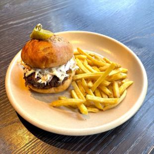 ■ Crispy Chicken Burger with Honey Mustard and Apple Cabbage Slaw