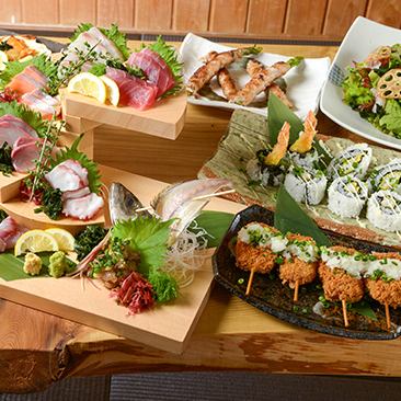 【大江戸 粋】飲み放題付き・鮮魚の大漁盛り合わせのついた贅沢プラン