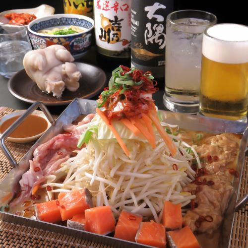 粕味噌ダレで炒める当店自慢のちりとり鍋◆スタミナピリ辛ちりとり鍋コース3,950円(税込)