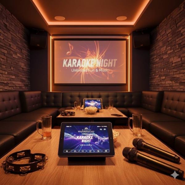 大きなスクリーンとカラオケも有り◎