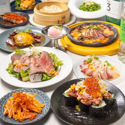 【단체님께 추천!】2H 음료 무제한 ★배 가득 먹을 수 있다!《연회 만복 코스》