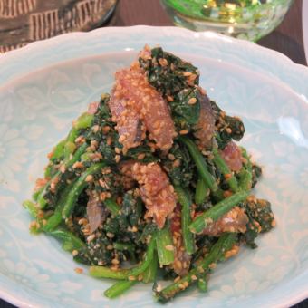Today's fish and green vegetables dressed with sesame