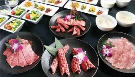 【煌(きらめき)コース】塩上タン・角切ヘレ・特上ロースなど全10品 6500円(税込)
