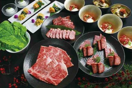 【雅(みやび)コース】ユッケ・特撰塩焼肉・特撰赤身肉・ハラミなど全8品 8000円(税込)