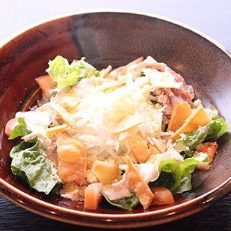 Warm ball Caesar salad