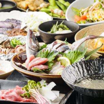 [120 minutes all-you-can-drink] 4 kinds of sashimi, marbled beef ribs, large shrimp tempura, etc. [Okuru Kotobuki Course] 9 dishes total 7,000 yen