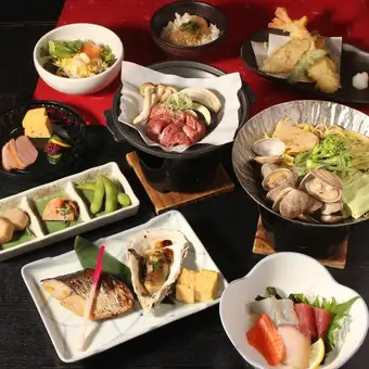 【120分飲放ビール付き】幹事安心！歓送迎会【牡蠣の蟹味噌焼】１人１皿贅沢コース7500円