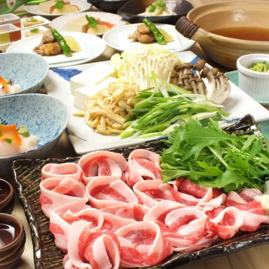 飲み放題付き!季節のイチオシ!京都ポークしゃぶしゃぶ鍋コース7000円
