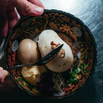 [The first thing you should try when you come to the restaurant!] Potato salad with oden ingredients