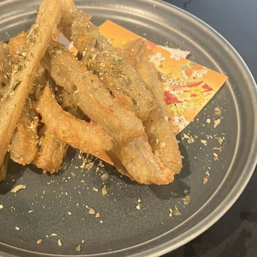 ゴボウのアゴ出汁山椒唐揚げ