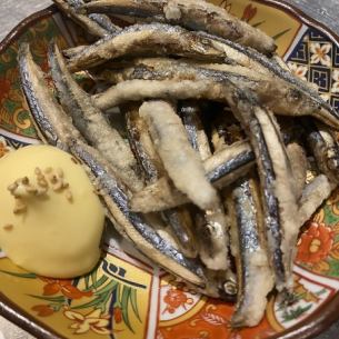 Deep-fried silver-stripe round herring