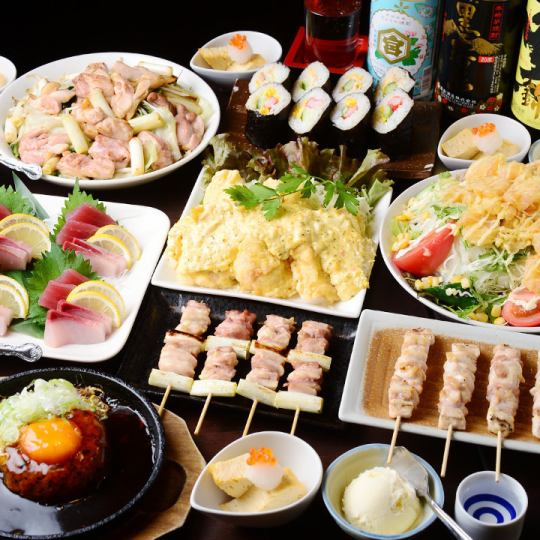 ◇ [Local chicken and specialty Tsukimi meatballs 4,980 yen course] Includes 120 minutes of all-you-can-drink / 10 dishes in total