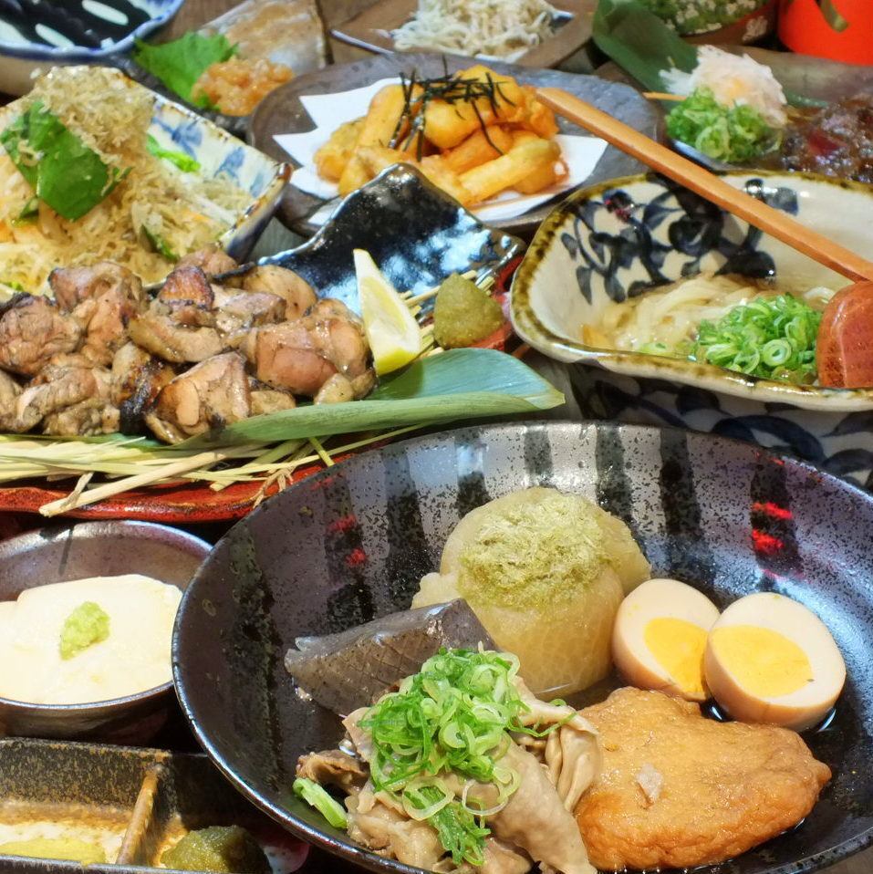 焼鳥やおでん、アテが豊富！！〆は自慢の釜めしで！！