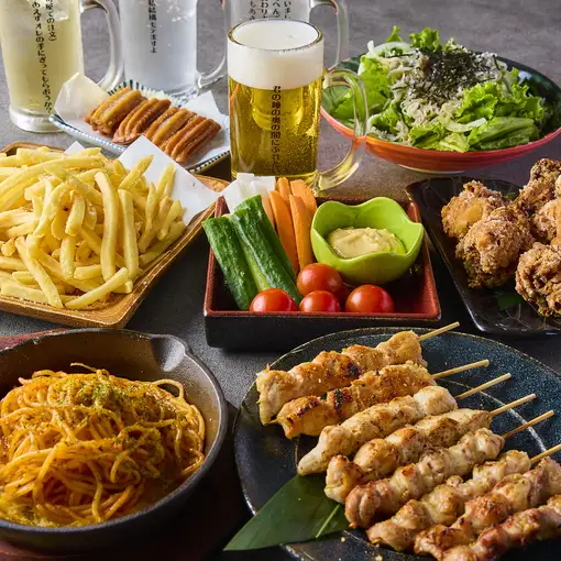 日~木限定『コスパコース』串焼きや骨付き鶏の麻辣揚げ◎7品生付2h飲み放題4,000円⇒3,000円