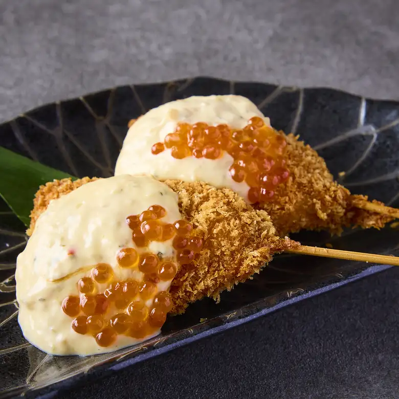 サーモンタルタルいくらの串揚げ