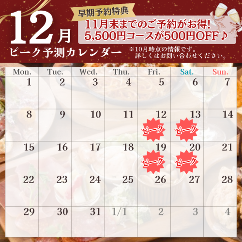 12月ピーク予測カレンダー