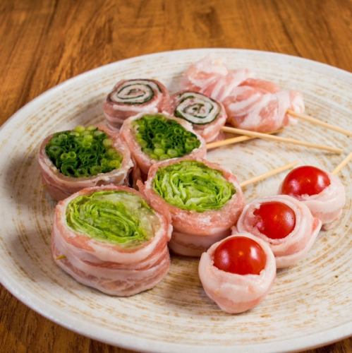 肉寿司や野菜巻き串堪能！