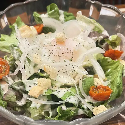 Warm ball Caesar salad
