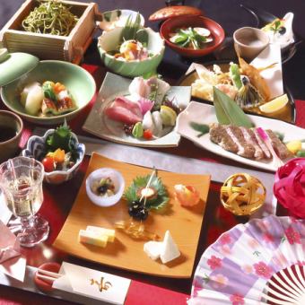 [Holiday Kaiseki course] ~Domestic beef steak, fried figs, eggplant, and Shinjo~≪All-you-can-drink included≫ 10 dishes in total, 7,500 yen