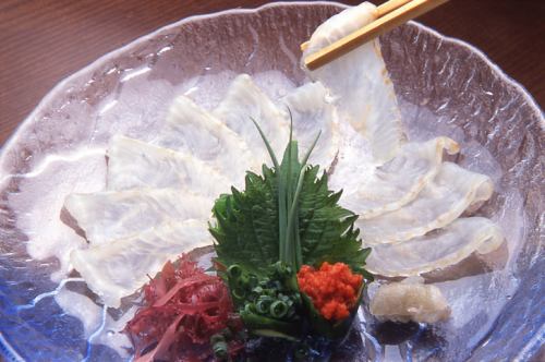 thinly sliced white fish