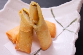 Mochi cheese plum shiso spring rolls