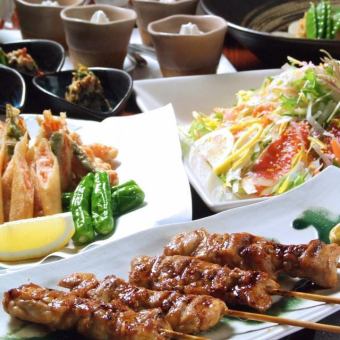 【簡單平價的套餐】～炸甜蝦、鮮魚生牛肉片等～共7種4,000日圓【附2小時無限暢飲】
