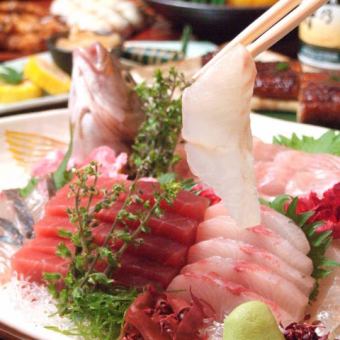 歓送迎会に【天然魚の姿造りコース 】飲み放題付きの全9品でコスパ抜群！￥6,000(税込)