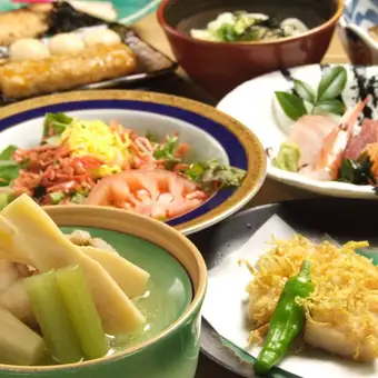 おすすめ！【 宮川コース 】飲放付2ｈ　～鮮魚４種・鰆若草焼き 他～　全9品　5,500円