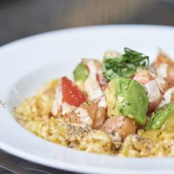 Gravlax and Avocado on Saffron Rice