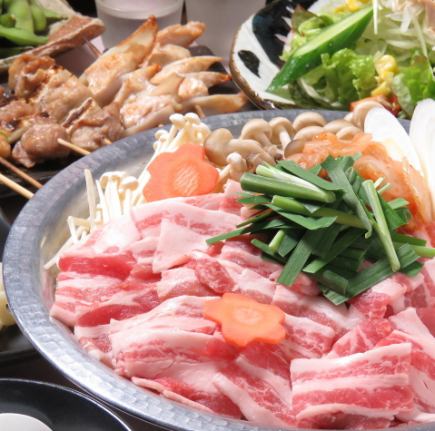 [Pork Belly Kimchi Hot Pot] + [5 kinds of Sashimi Platter] Course 2.5 hours all-you-can-drink, 8 dishes total, 4,500 yen