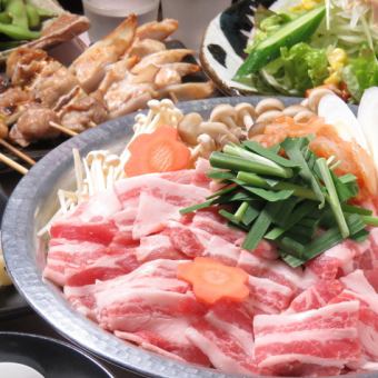 【1번 인기!】명물[돼지 장미 김치 냄비]+[선어 생선회 모듬 7종]코스 2.5시간 음료 풀 9품 5000엔