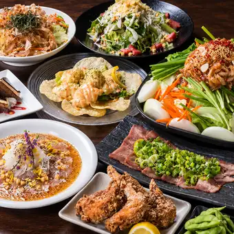 【텐진 야키니쿠 코스★】 이토시마 돼지・소갈비・스태미나 철판구이★＜9품+180분 음방＞5000엔→4000엔!!