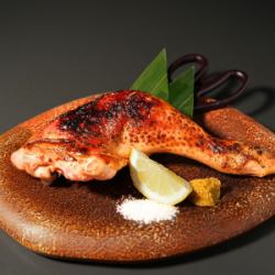 Grilled young chicken with sauce