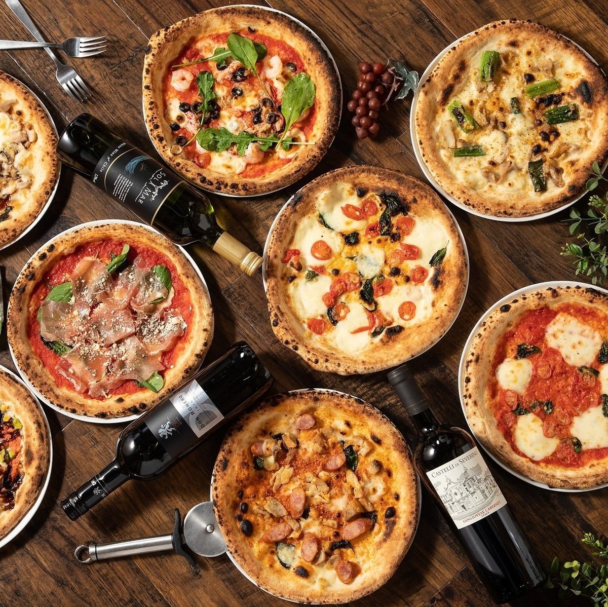 Homemade pizza baked in a kiln ♪ Enjoy a moment with à la carte and carefully selected wine ◎