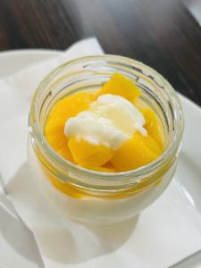 Homemade mango pudding